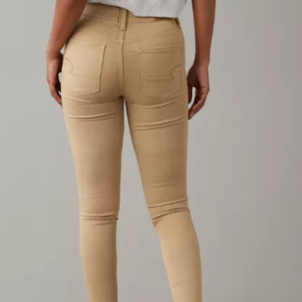 American Eagle Outfitters AEO High Waisted Jegging - Khaki Size 14